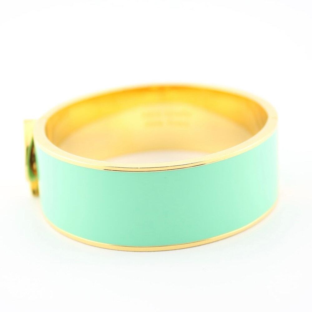 Kate Spade New York Heritage Spade Mint Enamel Gold Bangle Bracelet - Picture 5 of 9